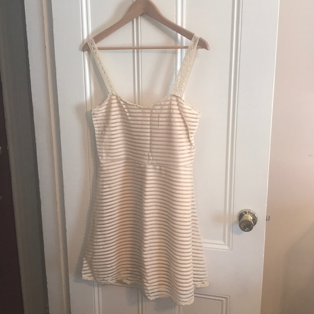Free people striped cream lace dress L